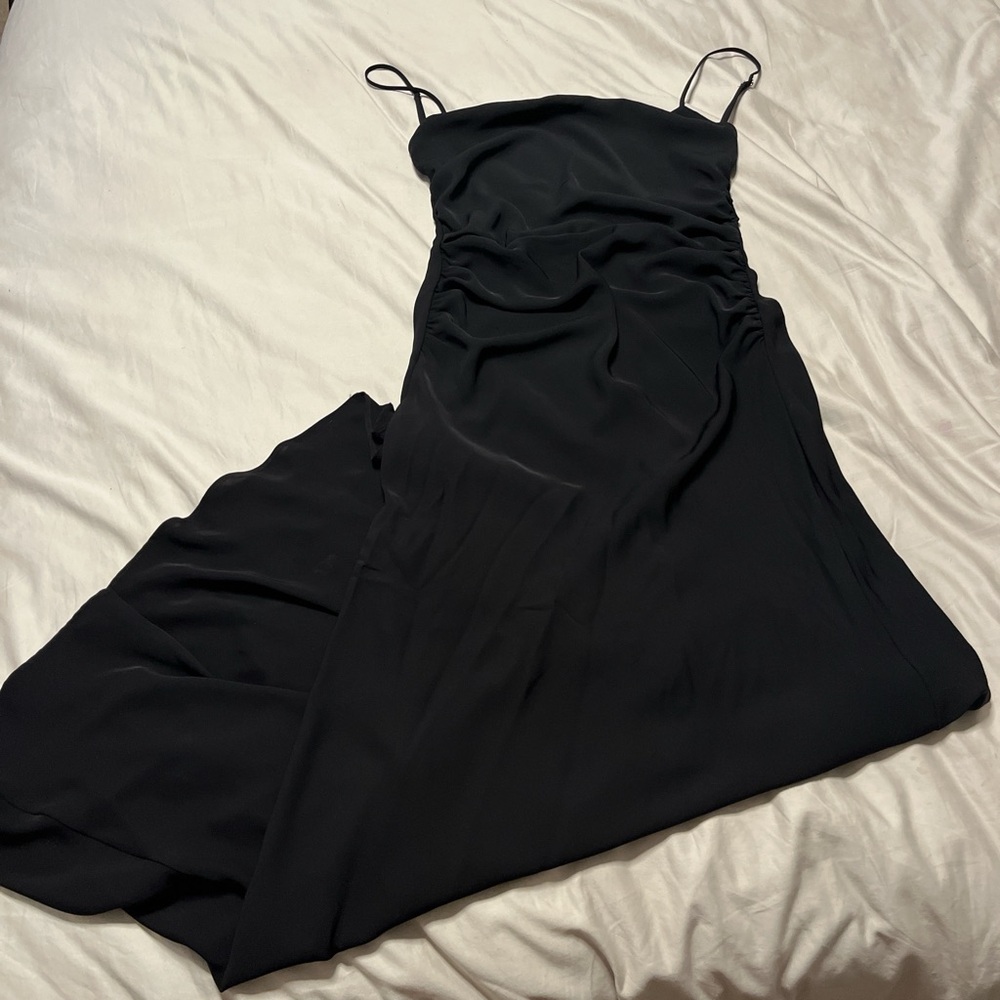 Zara Elegant Black Maxi Dress Ruched with open back